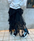 イレギュラーヘムボリュームフリルチュールスカート | NU2255022 | ブラック