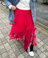 イレギュラーヘムボリュームフリルチュールスカート | NU2255022 | レッド