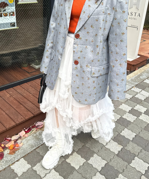 イレギュラーヘムボリュームフリルチュールスカート | NU2255022 | ホワイト