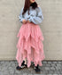 イレギュラーヘムボリュームフリルチュールスカート | NU2255022 | ピンク