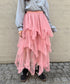 イレギュラーヘムボリュームフリルチュールスカート | NU2255022 | ピンク