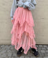 イレギュラーヘムボリュームフリルチュールスカート | NU2255022 | ピンク
