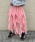 イレギュラーヘムボリュームフリルチュールスカート | NU2255022 | ピンク