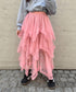 イレギュラーヘムボリュームフリルチュールスカート | NU2255022 | ピンク