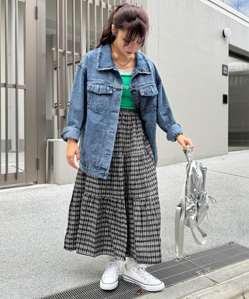 チェック柄ティアードスカート | NU2255023 | ブラック