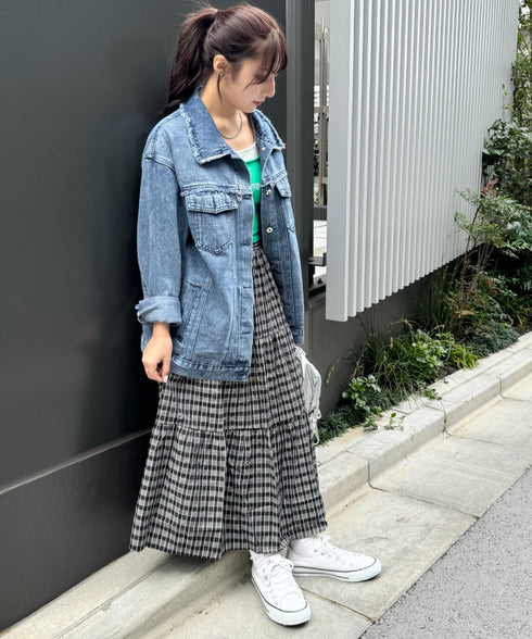 チェック柄ティアードスカート | NU2255023 | ブラック