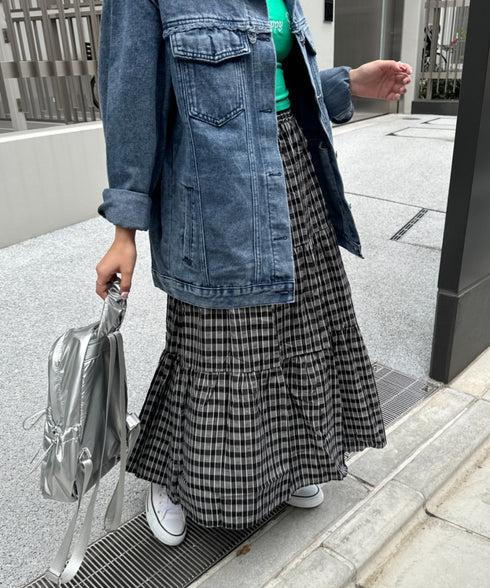 チェック柄ティアードスカート | NU2255023 | ブラック