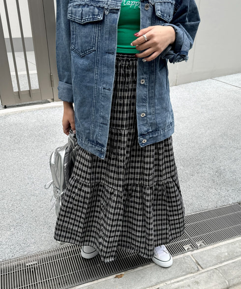 チェック柄ティアードスカート | NU2255023 | ブラック