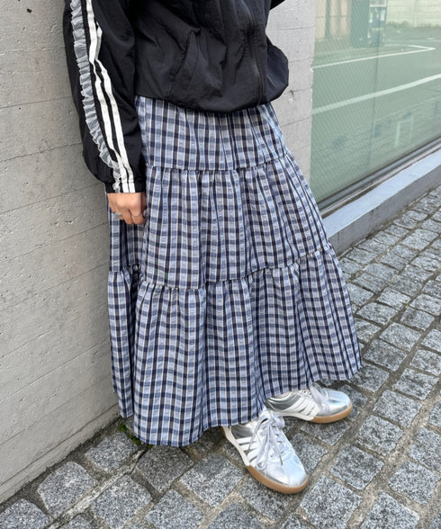 チェック柄ティアードスカート | NU2255023 | ブルー