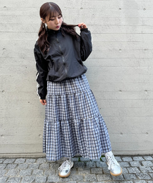 チェック柄ティアードスカート | NU2255023 | ブルー