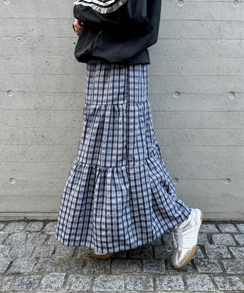 チェック柄ティアードスカート | NU2255023 | ブルー
