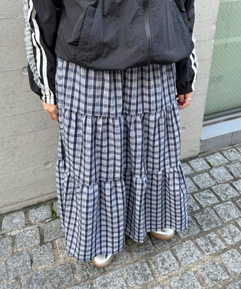 チェック柄ティアードスカート | NU2255023 | ブルー