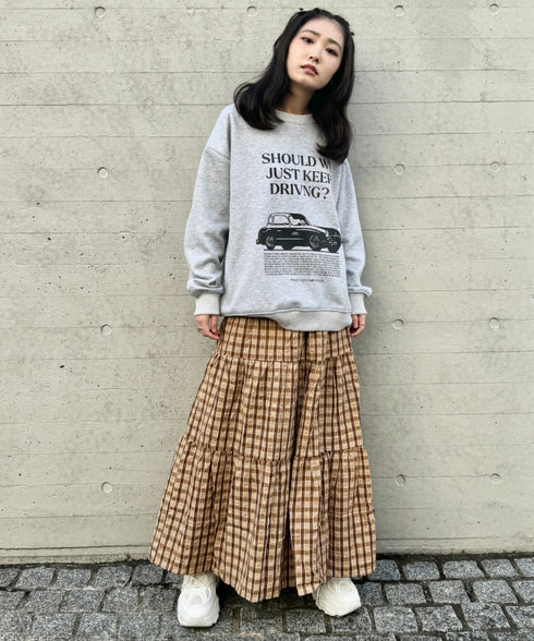 チェック柄ティアードスカート | NU2255023 | ブラウン