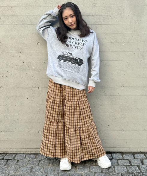 チェック柄ティアードスカート | NU2255023 | ブラウン