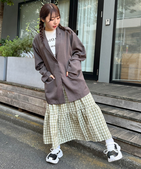 チェック柄ティアードスカート | NU2255023 | ライトグリーン