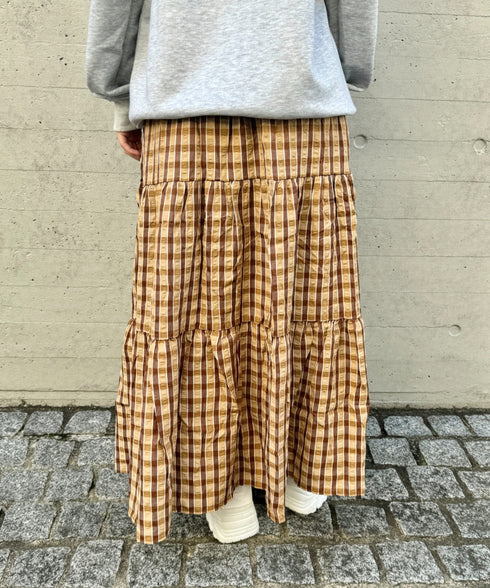 チェック柄ティアードスカート | NU2255023 | ブラウン