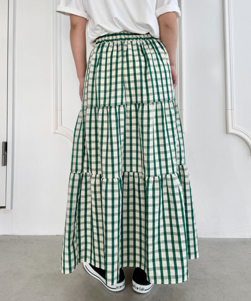 チェック柄ティアードスカート | NU2255023 | グリーン