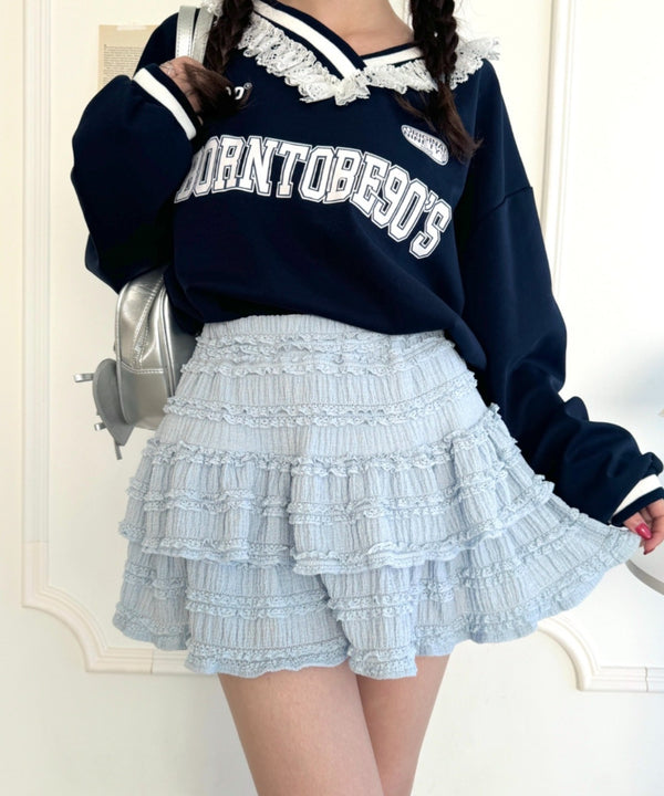 【5色展開】ホイップレースフリルミニスカパン | LO2255028 | ライトブルー