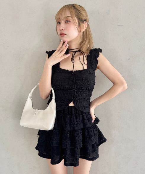 【5色展開】ホイップレースフリルミニスカパン | LO2255028 | ブラック