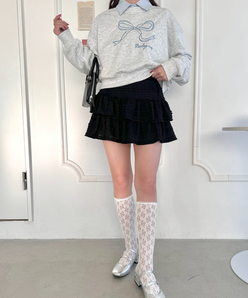 【5色展開】ホイップレースフリルミニスカパン | LO2255028 | ブラック
