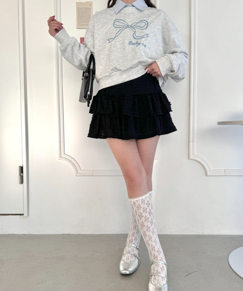 【5色展開】ホイップレースフリルミニスカパン | LO2255028 | ブラック