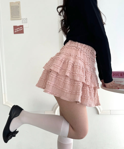 【5色展開】ホイップレースフリルミニスカパン | LO2255028 | ピンク
