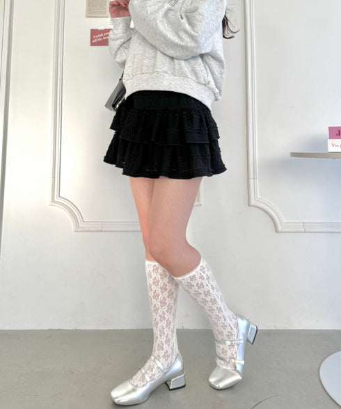 【5色展開】ホイップレースフリルミニスカパン | LO2255028 | ブラック