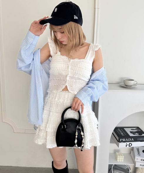 【5色展開】ホイップレースフリルミニスカパン | LO2255028 | ホワイト