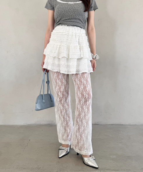 【5色展開】ホイップレースフリルミニスカパン | LO2255028 | ホワイト