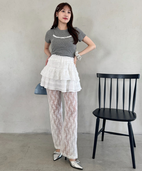 【5色展開】ホイップレースフリルミニスカパン | LO2255028 | ホワイト