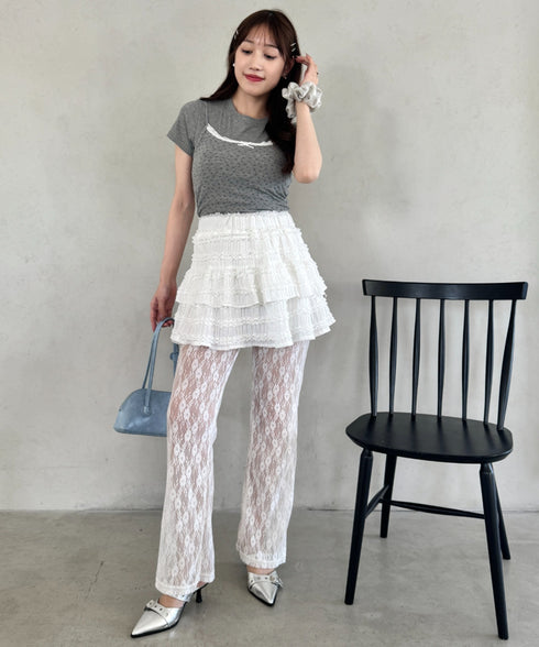 【5色展開】ホイップレースフリルミニスカパン | LO2255028 | ホワイト