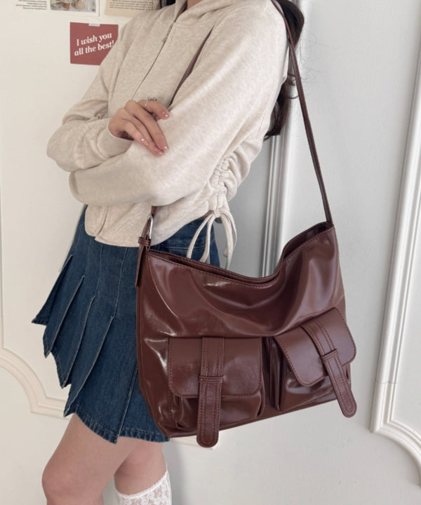 ダブルフラップポケットベルトショルダーバッグ | LO1255031 | ブラウン