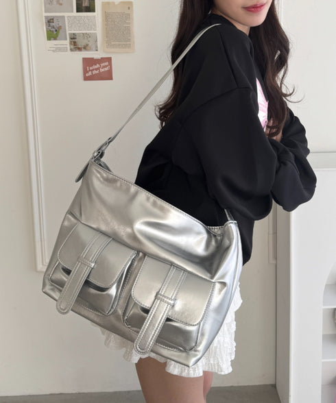 ダブルフラップポケットベルトショルダーバッグ | LO1255031 | シルバー