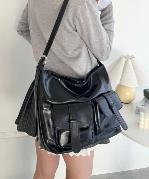 ダブルフラップポケットベルトショルダーバッグ | LO1255031 | ブラック