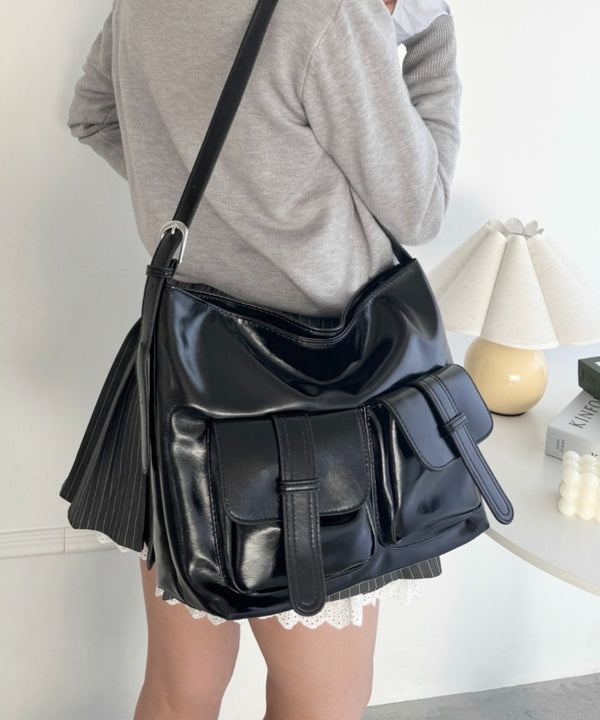 ダブルフラップポケットベルトショルダーバッグ | LO1255031 | ブラック