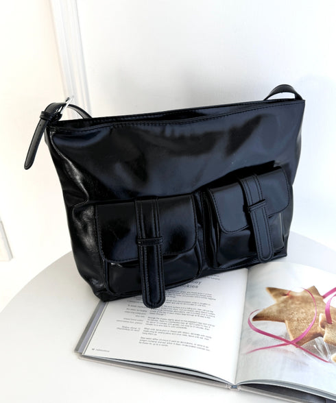 ダブルフラップポケットベルトショルダーバッグ | LO1255031 | ブラック