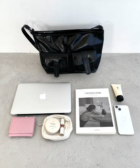 ダブルフラップポケットベルトショルダーバッグ | LO1255031 | ブラック