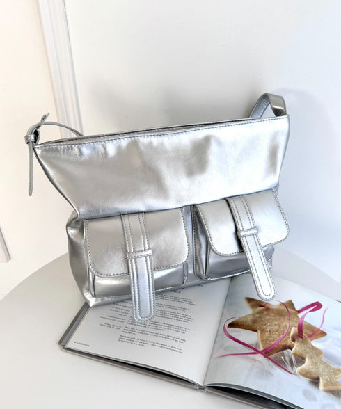 ダブルフラップポケットベルトショルダーバッグ | LO1255031 | シルバー