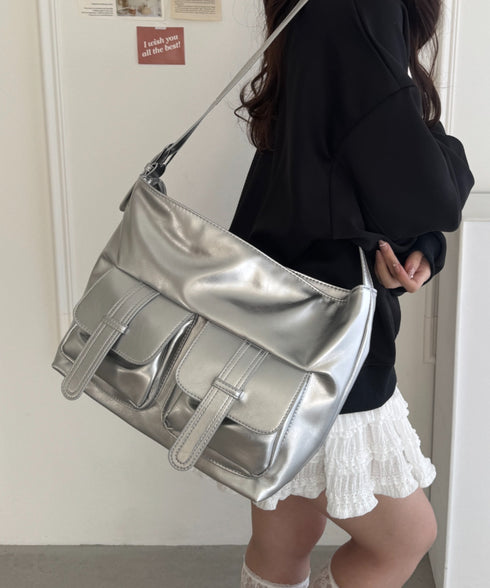 ダブルフラップポケットベルトショルダーバッグ | LO1255031 | シルバー