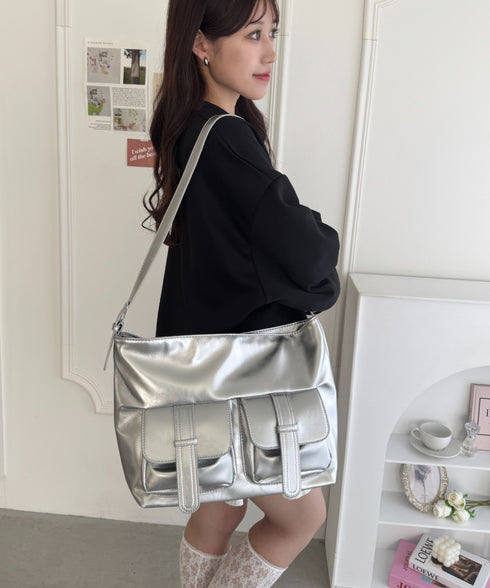 ダブルフラップポケットベルトショルダーバッグ | LO1255031 | シルバー