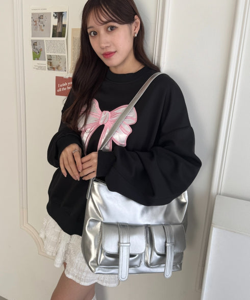 ダブルフラップポケットベルトショルダーバッグ | LO1255031 | シルバー