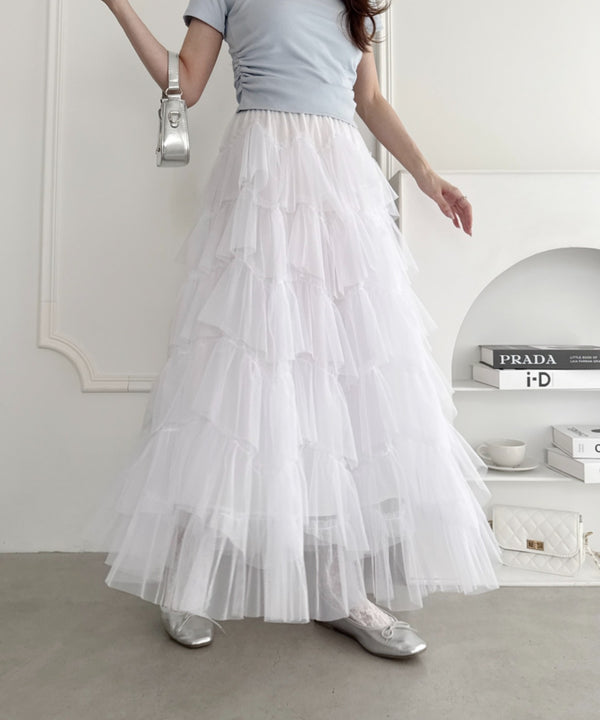 ボリュームティアードチュールスカート | LO2255067 | ホワイト