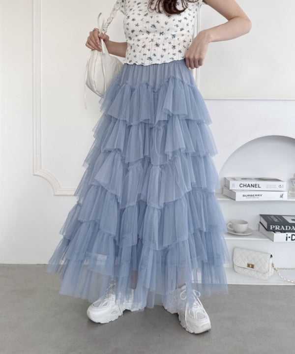 ボリュームティアードチュールスカート | LO2255067 | ブルーグレー