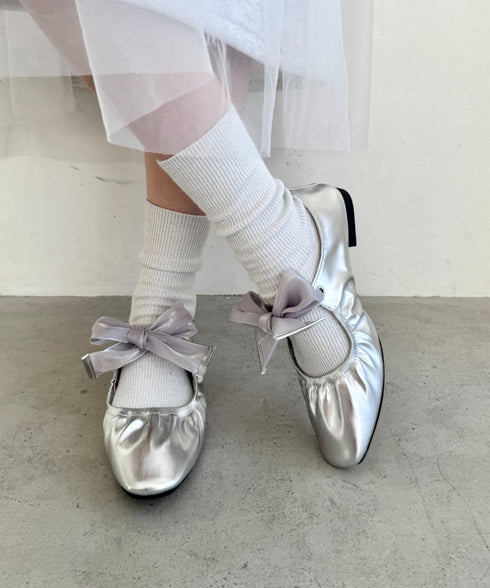 オーガンジーリボンメリージェーンパンプス | NU3255046 | シルバー