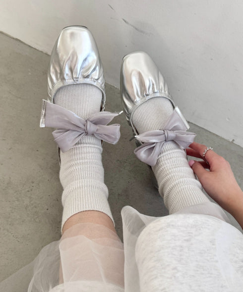 オーガンジーリボンメリージェーンパンプス | NU3255046 | シルバー