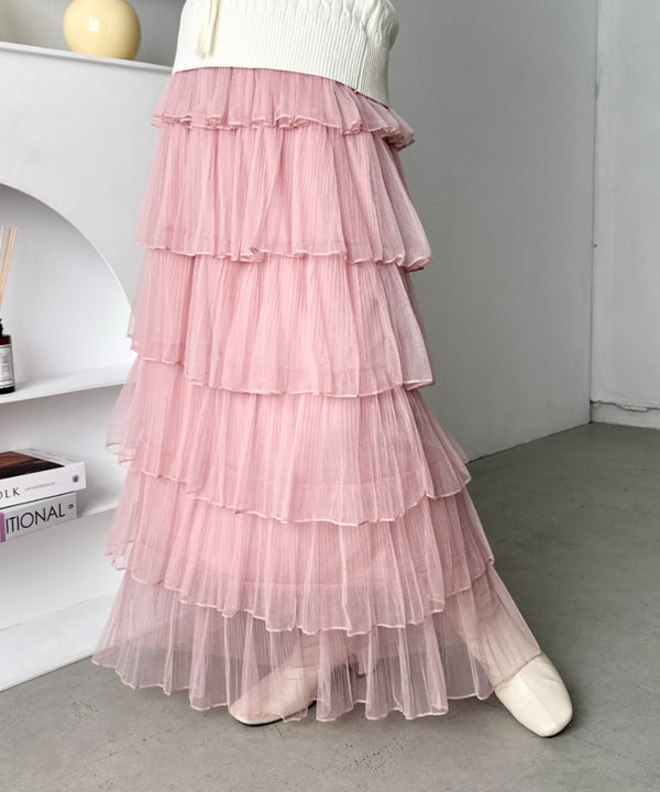 チュールフリルティアードスカート | CL2251008 | ピンク
