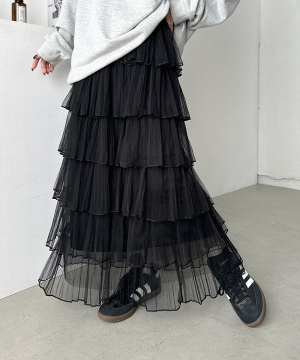 チュールフリルティアードスカート | CL2251008 | ブラック