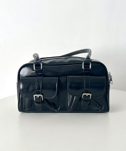 ダブルポケットロングハンドルPUバッグ | LO1255081 | ブラック