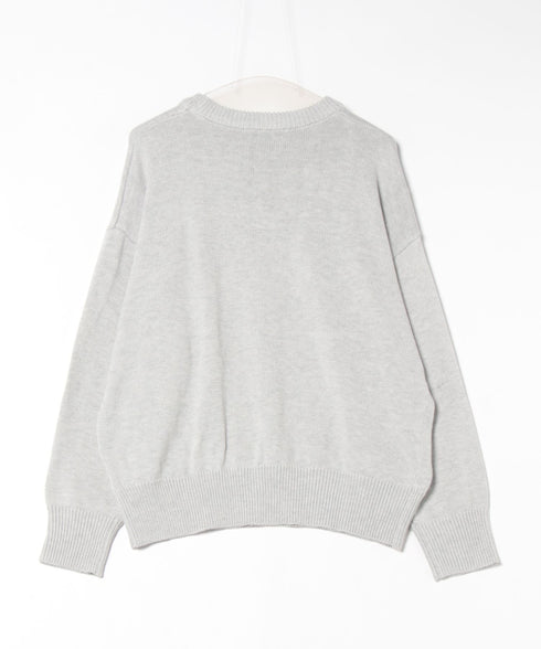 POLO CHAMPS(ポロチャンプス)/ポロチャンプス 別注 ワンポイント刺繍 クルーネック 長袖 オーバーサイズニット セーター | IM2244051 | グレー