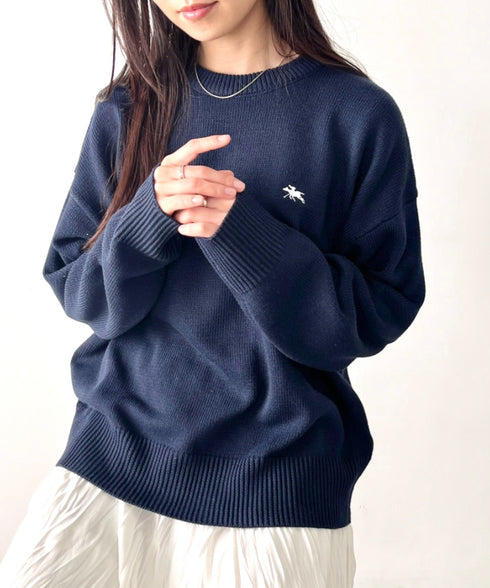 POLO CHAMPS(ポロチャンプス)/ポロチャンプス 別注 ワンポイント刺繍 クルーネック 長袖 オーバーサイズニット セーター | IM2244051 | ネイビー